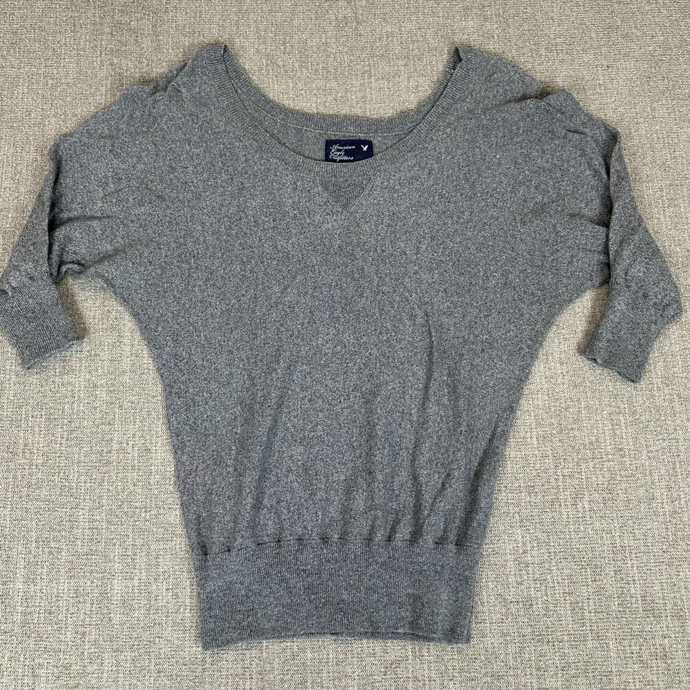 AMERICAN EAGLE Womens Crew Neck Gray Pullover Sweater XS